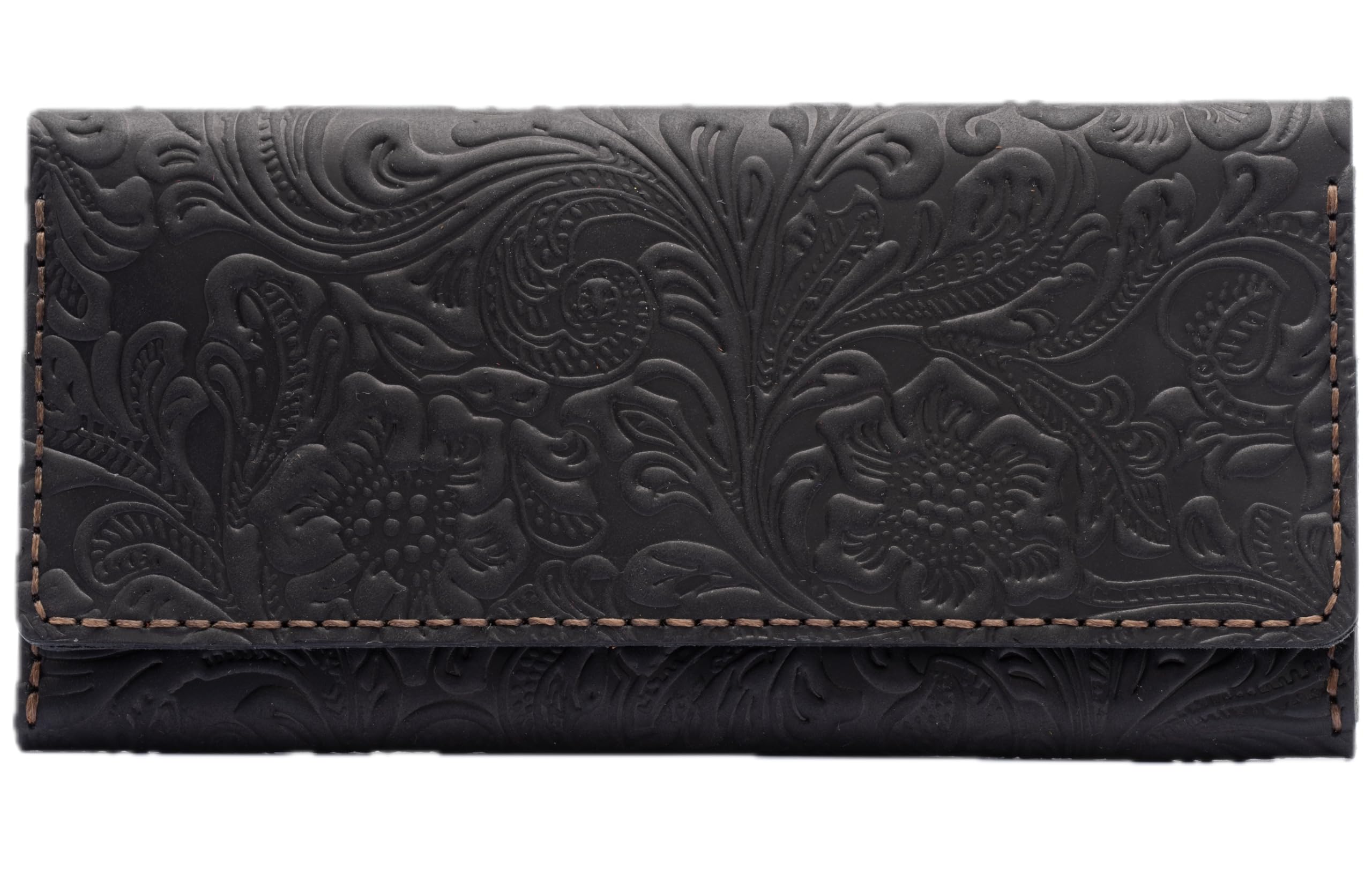 Toros Craft Handmade Western Wallets for Women, Genuine Tooled Leather & Long Credit Card Holder, Cowhide Slim Cell Phone Case, Large Capacity, Cute