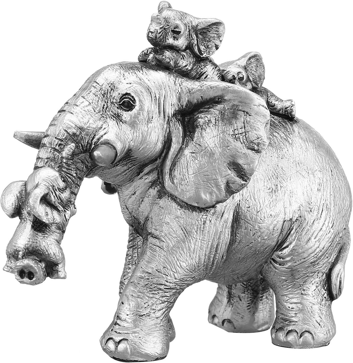 CYYKDA Silver Elephant Statue, Family Elephant Figurines
