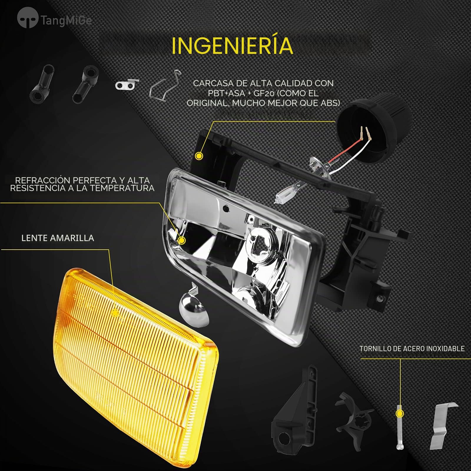 TangMiGe Luces Antiniebla compatible con BMW E36 Serie 3 HB SDN WGN CPE CONV, (318i 318is 318ti 320i 323i 323is 325i 325is 328i 328is M3), Diseño original, 09/1990-08/2000 (Amarillo)