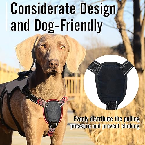 Miniatura 8 de Arnés para perro a prueba de escapes, chaleco reflectante ajustable sin tirones con asa de elevación y clip para correa, arnés de cuerpo completo