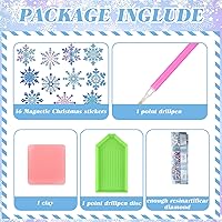 Vista 3 de Umigy Juego de 16 imanes de arte de diamantes de copo de nieve 5D, imanes de pintura de diamantes de copo de nieve para refrigerador, calcomanías