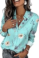 Vista 14 de Zeagoo Camisas con botones para mujer elegantes con estampado floral de manga larga blusa casual de negocios tops de trabajo
