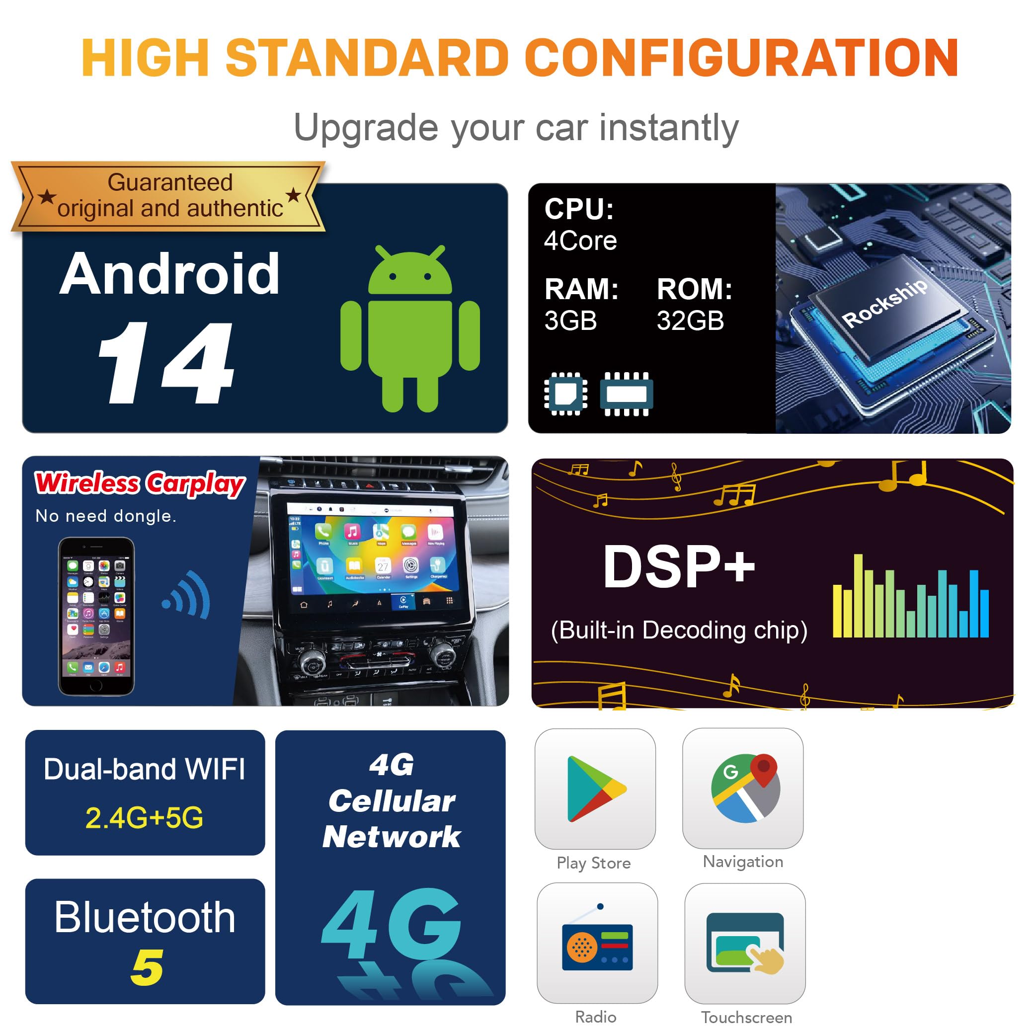 Amaseaudio Android 14 Car Stereo 9inch for BMW X5 E53 (1999-2006), Octa Core(4+64GB), DSP+, Wireless Apple Carplay Android Auto, Support GPS navi 4G WiFi BT5.0/Rear Camera