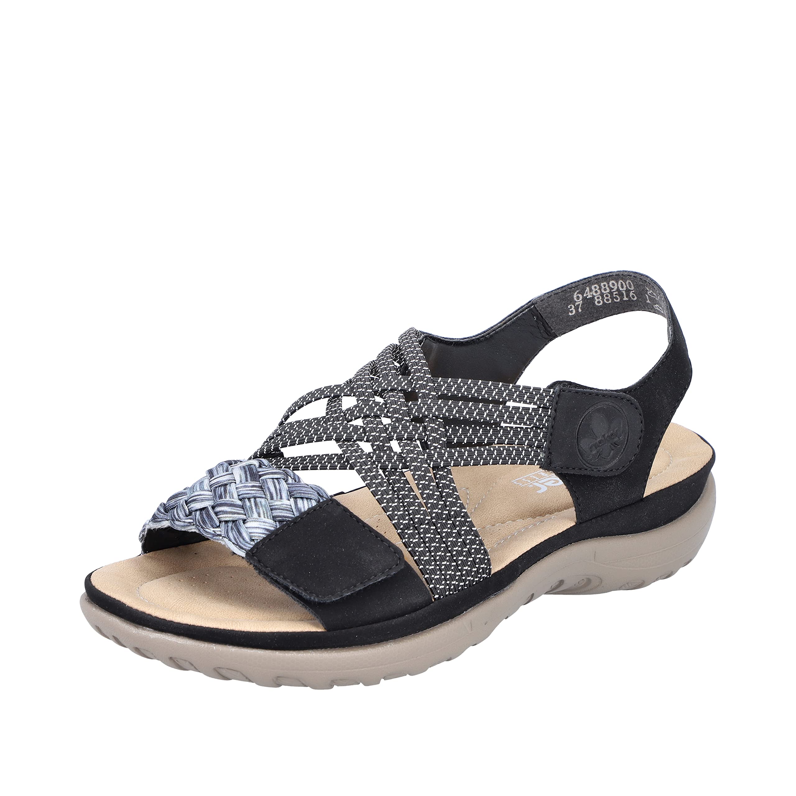 Rieker Women's 64889 Sandal, Black, 8 UK