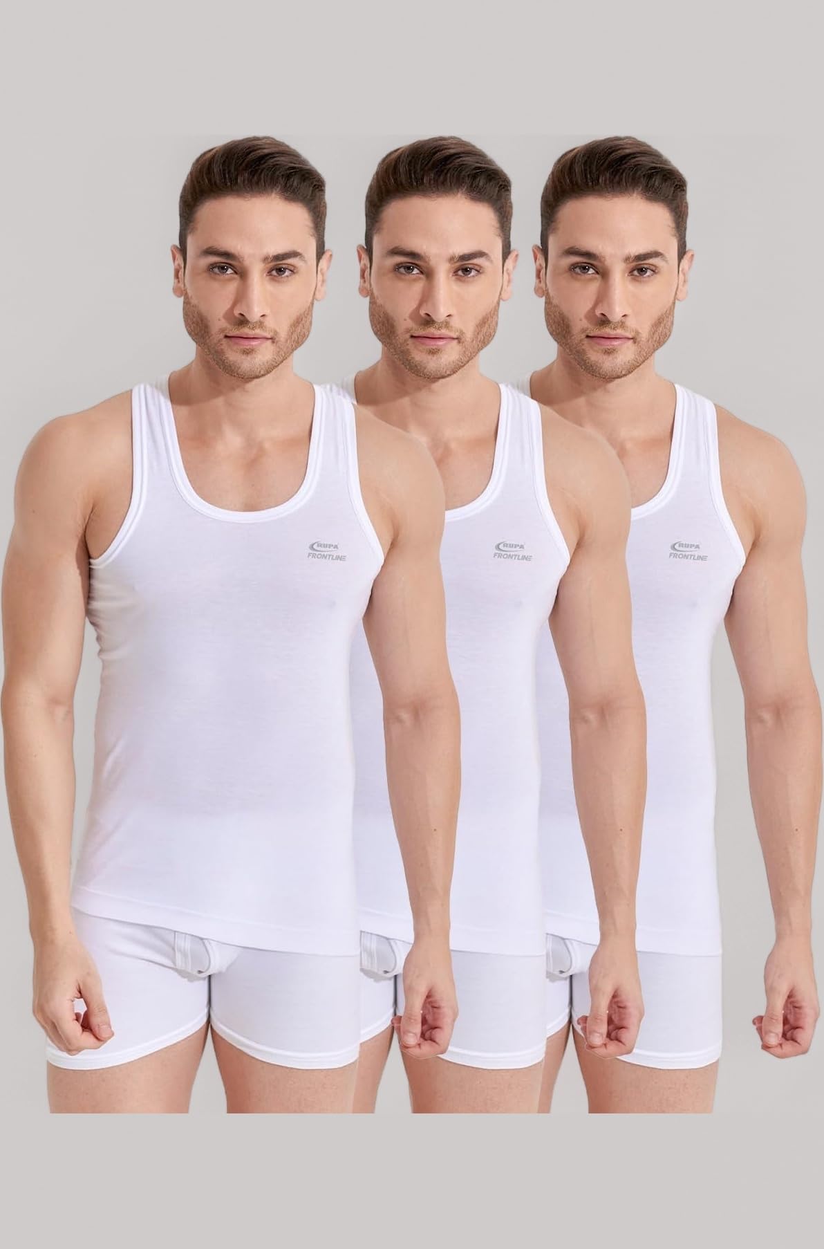 Sleeveless Round Neck Vest for Men, 100% Cotton Material, Regular Fit, Pack of 3
