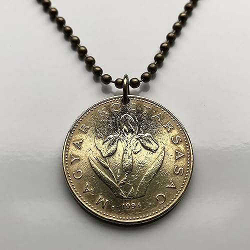 Miniatura 2 de 1994 Hungary Magyar 20 Forint coin pendant jewelry Hungarian iris flower Budapest Debrecen Szeged Miskolc Pécs Gyr Óbuda Tolna Matyó Hollók