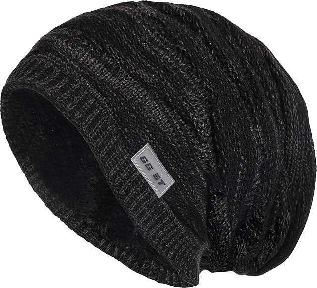GG ST Winter Knitted Hat Men & Women Beanie Fleece Lining Skully Cap Warm Ski Slouchy Hats