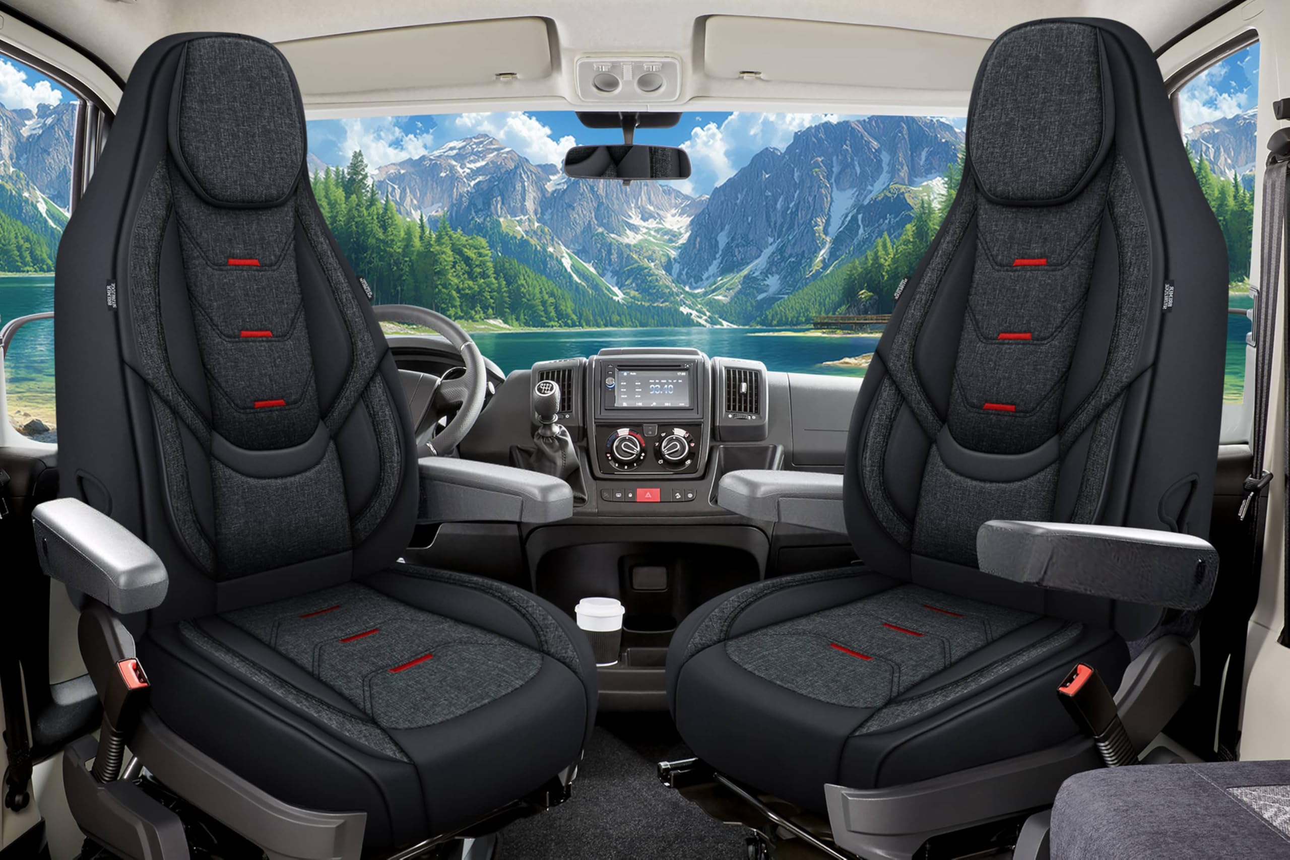 Wohnmobil Sitzbezüge & Schonbezüge für Fiat Ducato Citroen Jumper Peugeot Boxer | Passgenaue Vordersitzbezüge | Teilintegriert, Kastenwagen & Alkoven | Sitzbezug Fahrer & Beifahrersitz