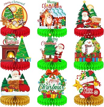 Christmas Table Decorations - Christmas Centerpieces for Tables, Christmas Table Centerpieces for Christmas Party Decorations, 9Pcs