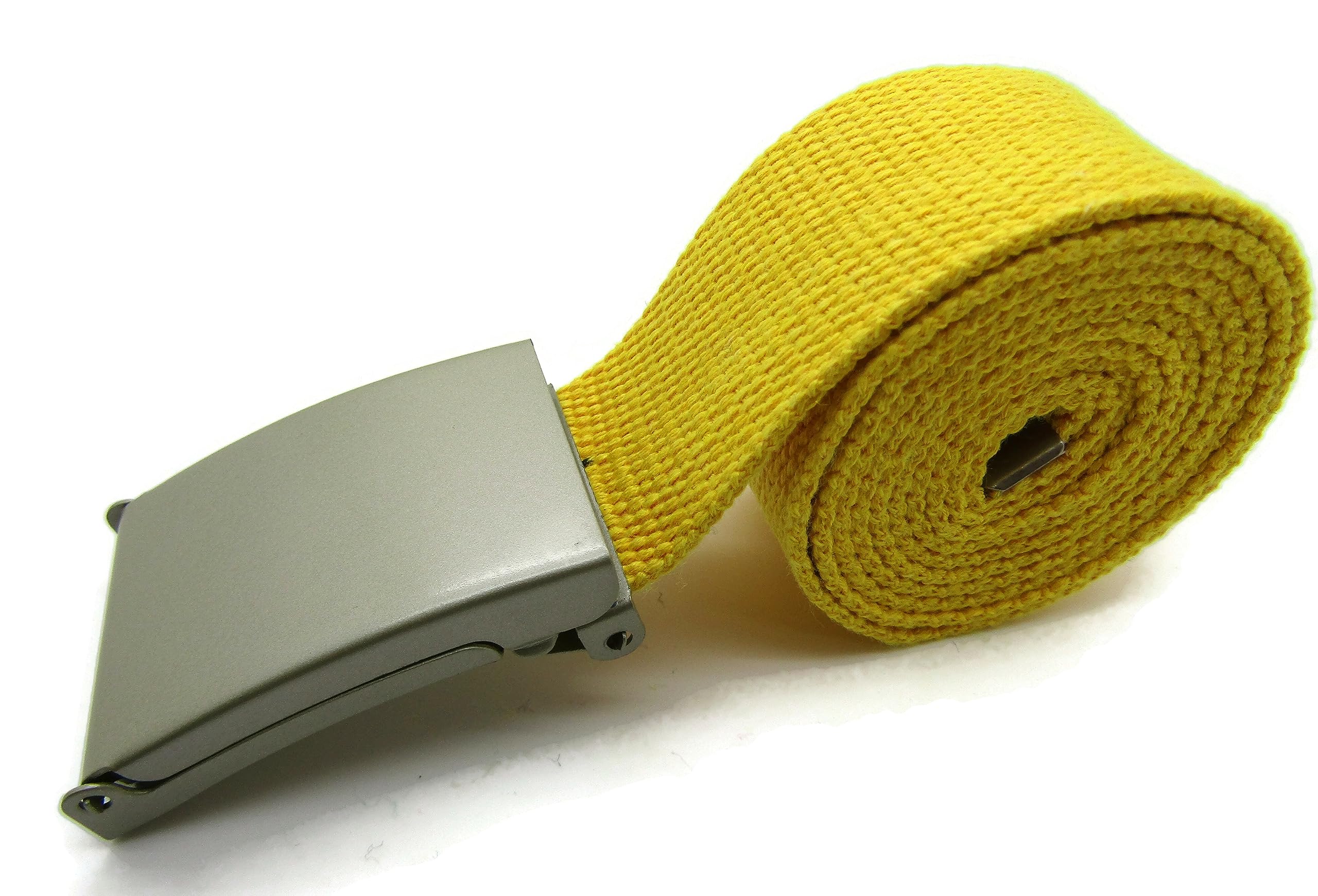 Theglovehut Unisex Pale Yellow Cotton Canvas Webbing Belt Buckle (, Extra Extra Large 48")
