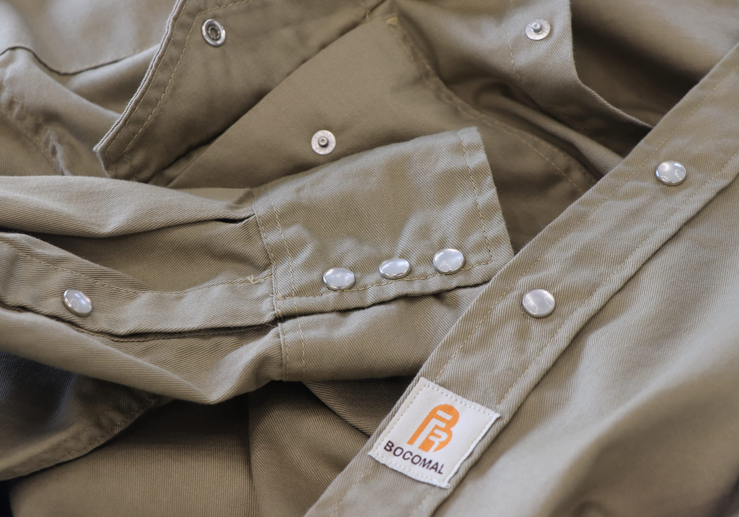 BOCOMAL FR Camicie Ignifugo 100% C NFPA2112 8oz Uomo Ignifugo Saldatura Camicia