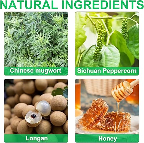 Miniatura 3 de Bubchen - Parche para el vientre, 30 pellets de ajenjo y 30 calcomanías para el ombligo, parche de moxibustión para hombre y mujer