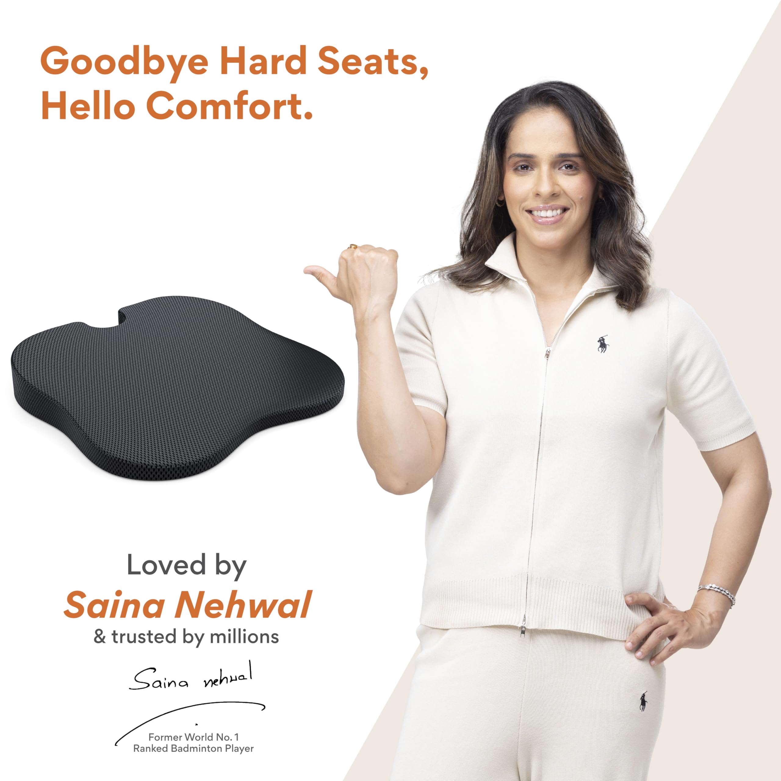 FOVERA Car Seat Cushions | 2 Years Warranty | for Long Drive & Daily Commute | Gel Memory Foam Wedge Cushion with Coccyx Cutout for Lower Back, Hip, Tailbone & Sciatica Pain Relief (Black, Pack of 1)