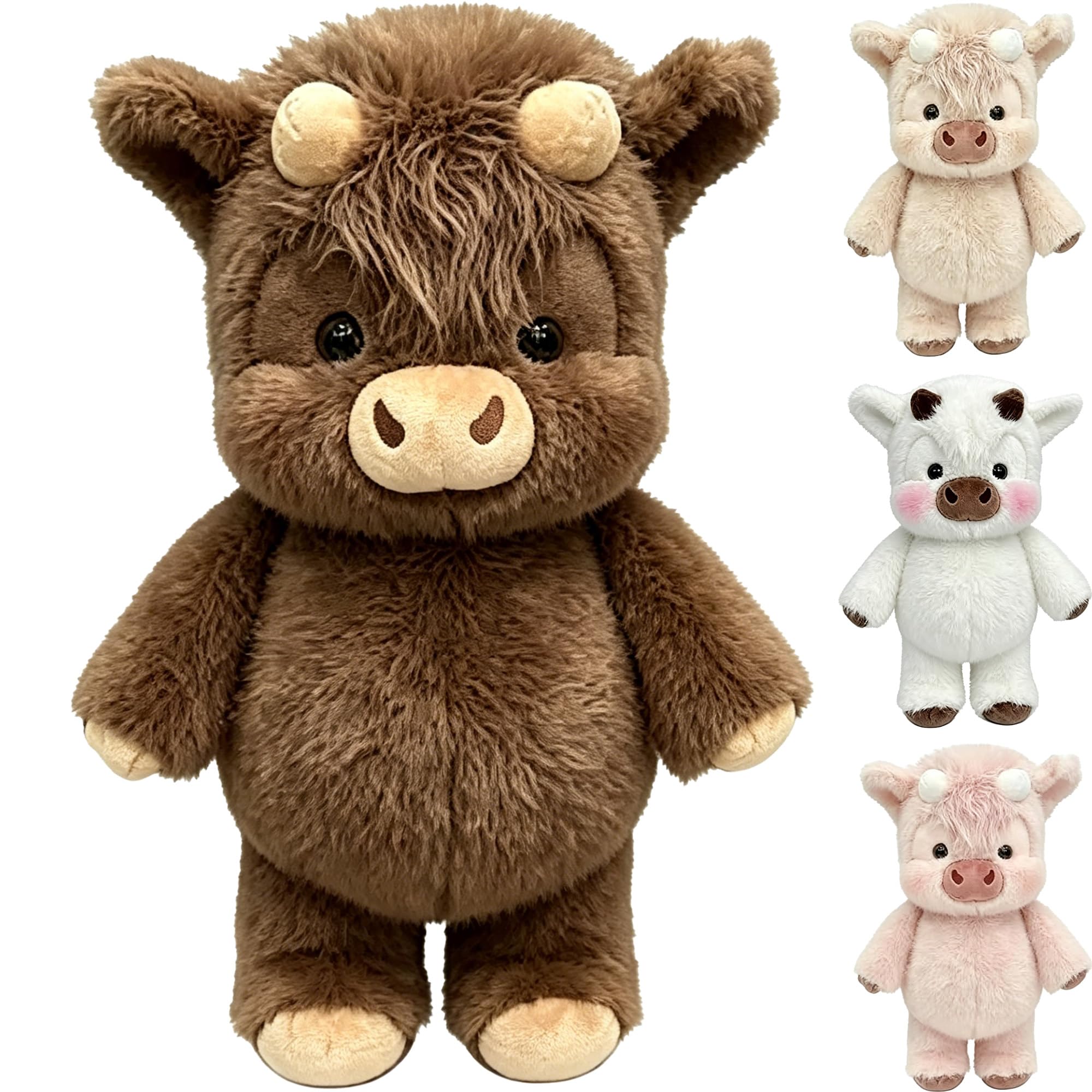 Highland Cow Soft Plush Toy, Running Calf Soft Toy Highland Cow Squishy Running Plushies, For Men Women Teens (Brown)
