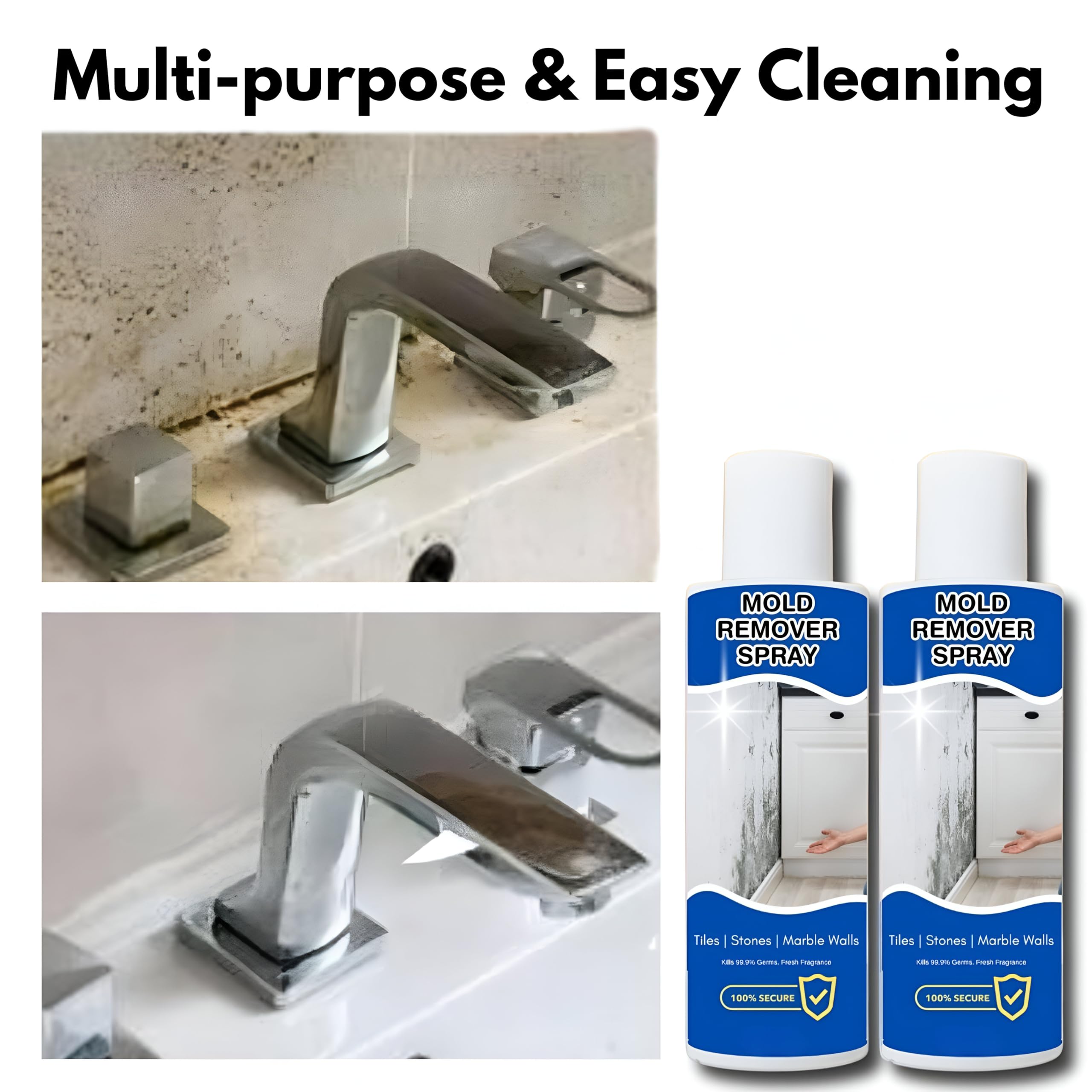 Mold Removal Spray - 100ml - Fast Acting & Effective on Walls, Ceilings, Tiles & Bathroom Surfaces - Removes Stubborn Mold 3