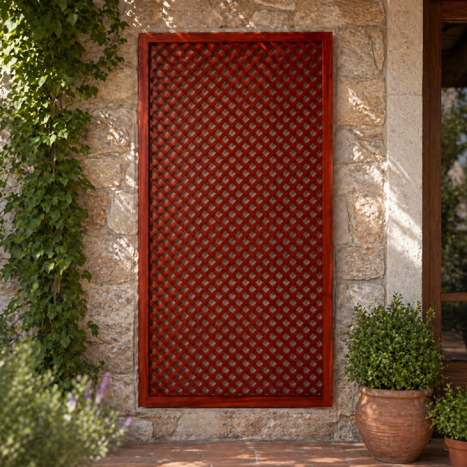 Traliccio Divisorio In Legno Di Pino Per Giardino Balcone E Terrazza Pannello Grigliato Per Piante Rampicanti Privacy Outdoor Design Decorativo 90 x 183 Cm Legno Scuro