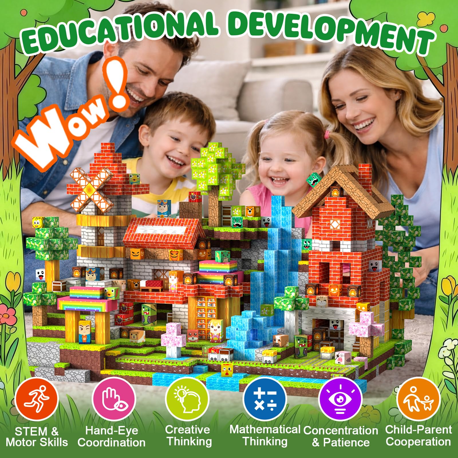 Crifeton Costruzioni Magnetiche per Bambini 2CM 3+ Giochi Cubi Magnetici Blocchi Magnetic Building Blocks Giocattoli Montessori a Partire da 3 4 5 6 7 8 9 10 11 12 Anni (traccia)