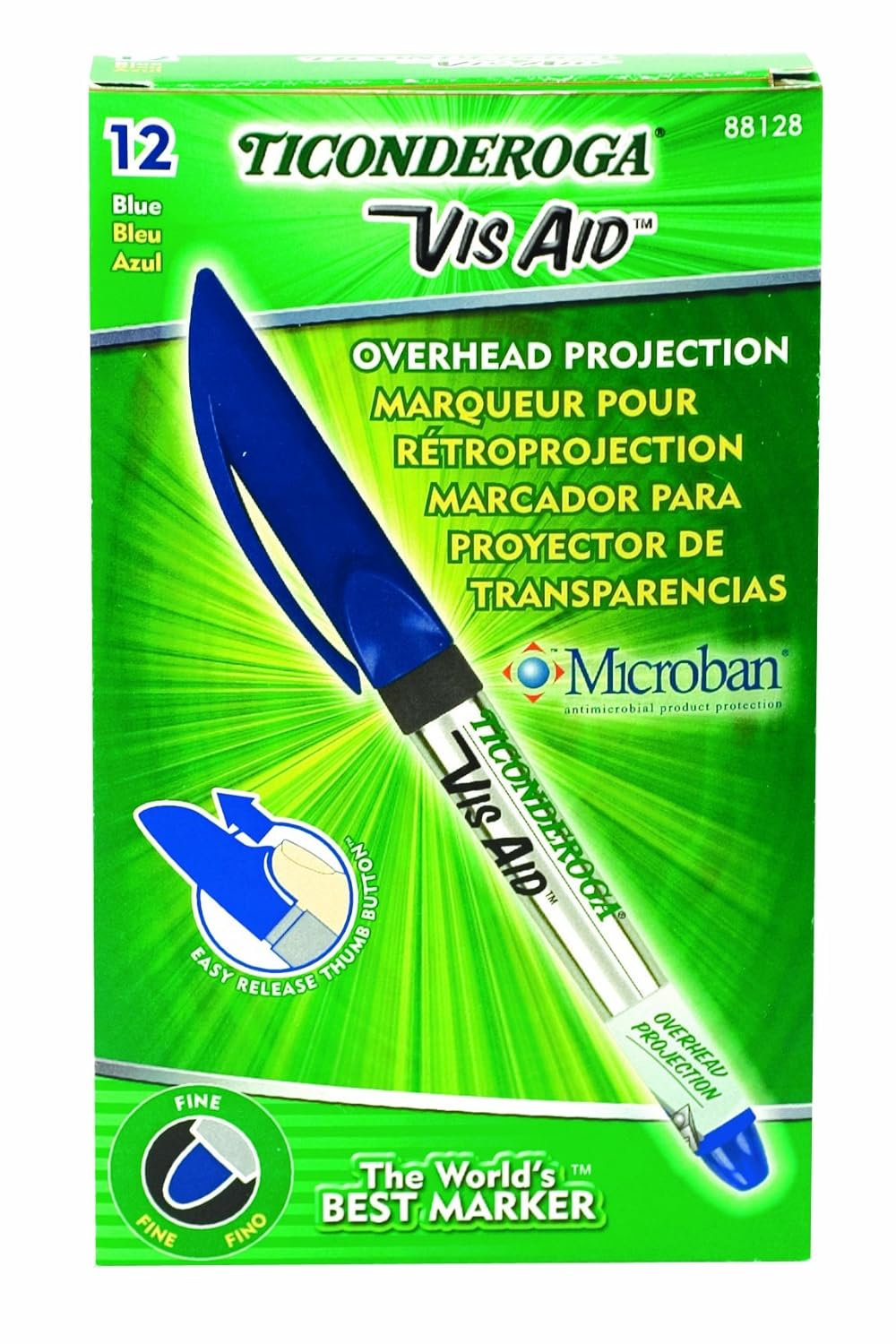 TICONDEROGA VisAid Overhead Projector Transparency Markers, Fine Point
