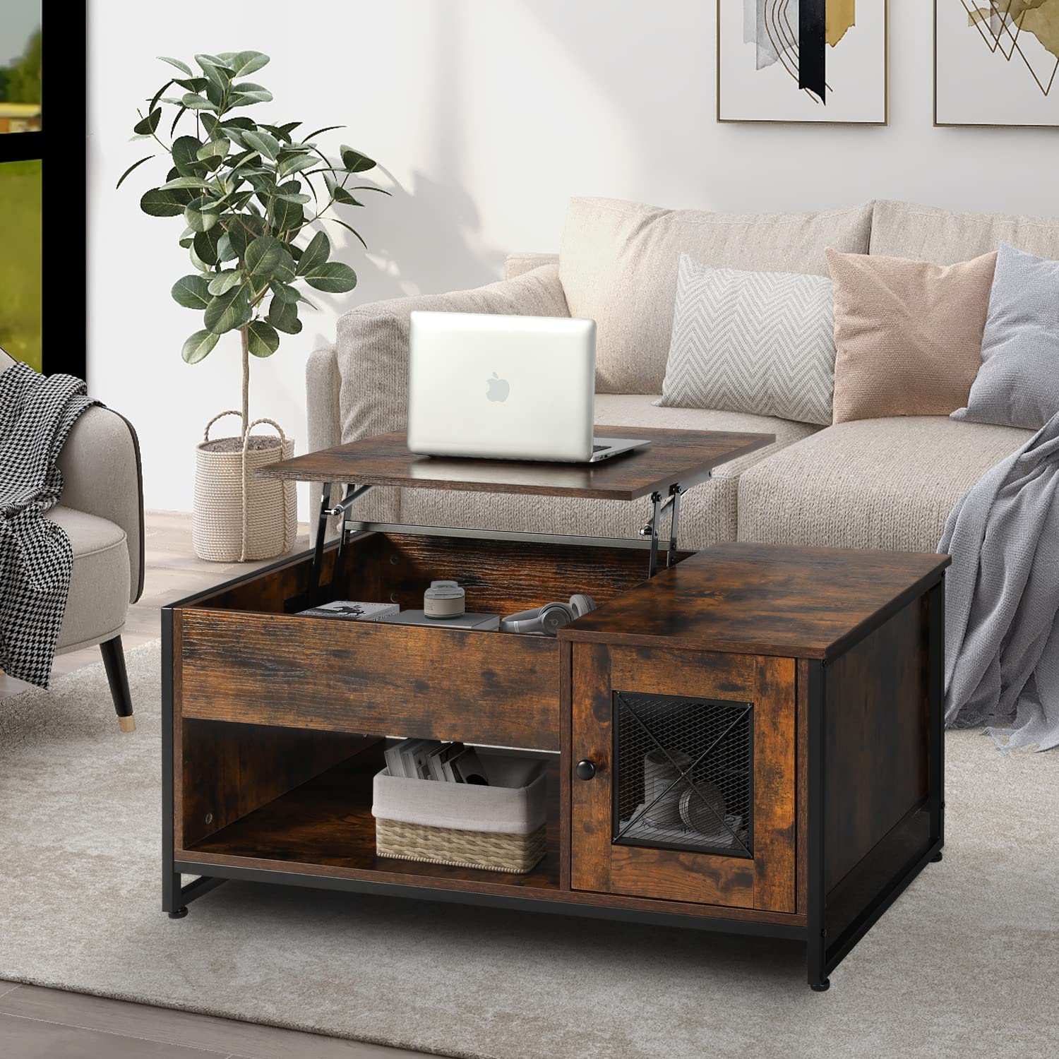 Buy GBU Industrial Lift Top Coffee Table Modern Adjustable Living