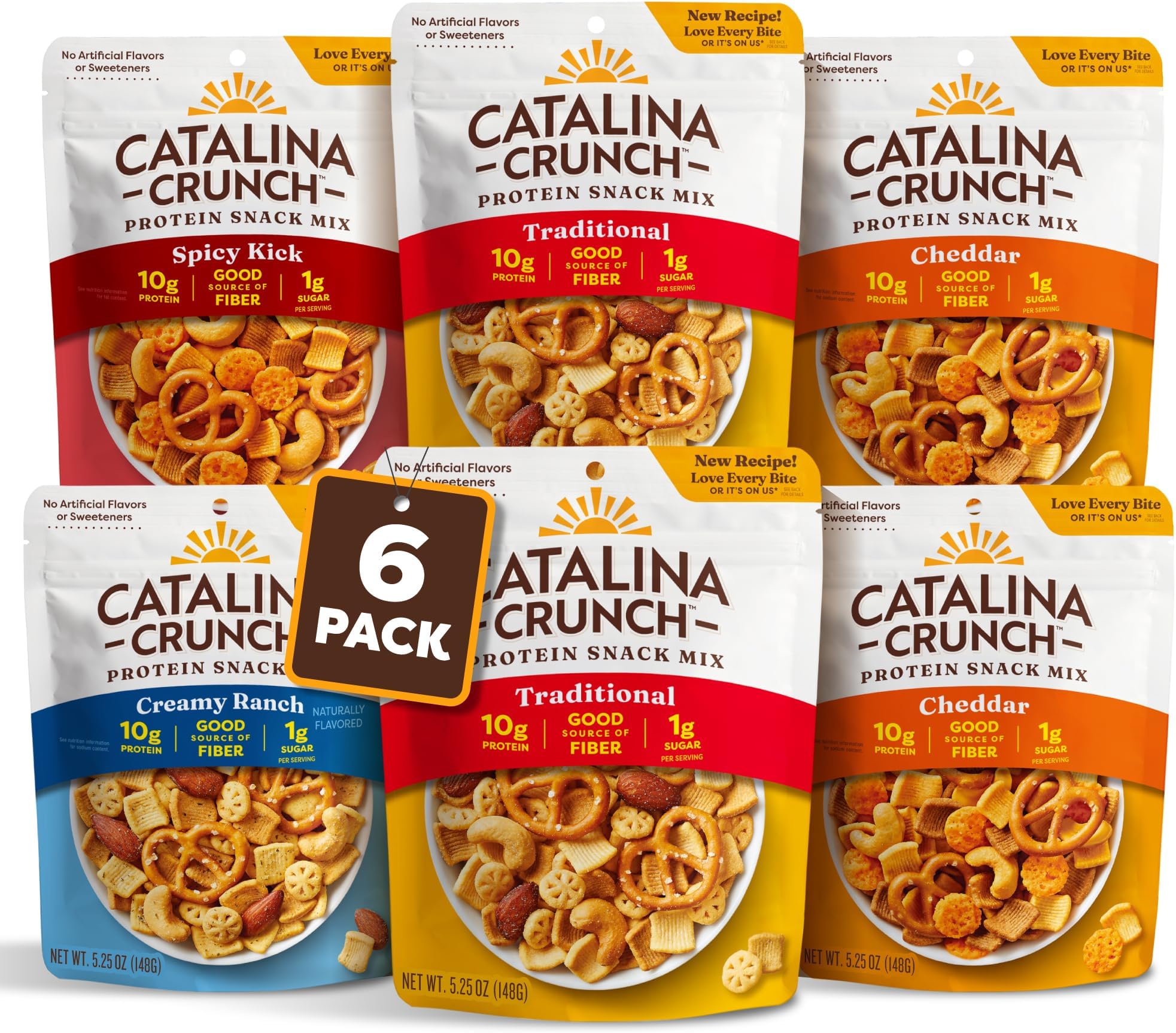 Protein Snack Mix with Cheese Crisps | 10g Protein, 1g Sugar per Serving | Good Source of Fiber, Keto, Gluten Free | Variety Pack (Pack of 6) - Packaging May Vary