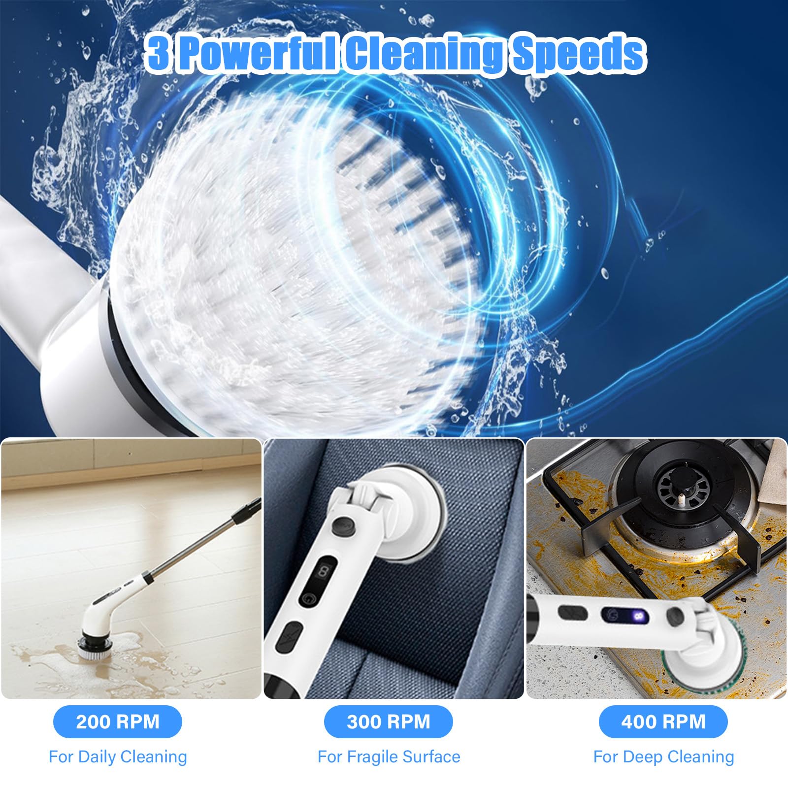 Spazzola Elettrica Rotante 9 In 1 - Per Pulizia Casa, Bagno, Cucina E Auto Senza Fili - Foto 4