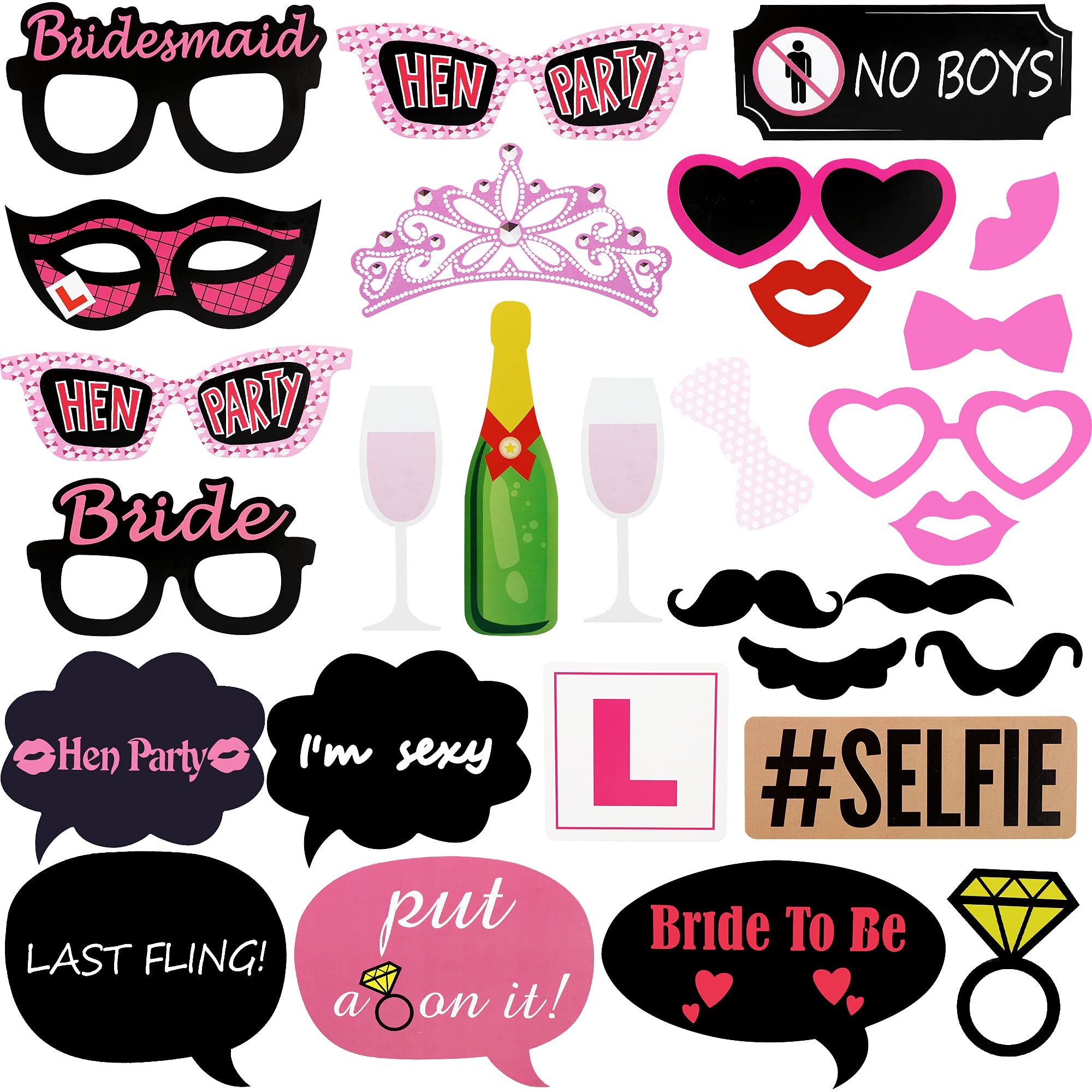 Buy Photo Booth Props Wedding, 30 Pieces Hen Party Photo Booth Props