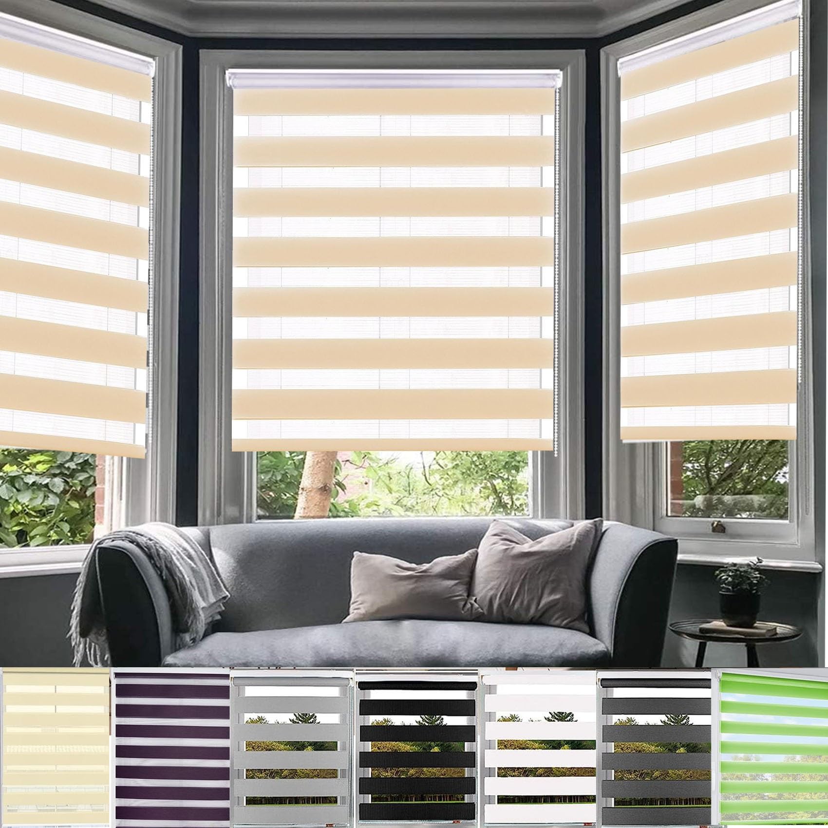 Original Store Occultant 75 x 350 cm Personnalisable,Facile à Installer Store Occultant en Exterieur, Kit de Montage Inclus, pour Chambre, Salon, Cuisine, Beige