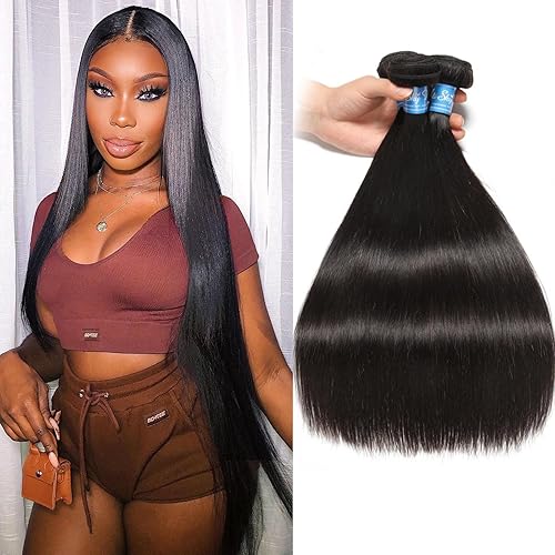 Mechones de cabello 10A Remy peruano, cabello lacio, sedoso, 100 % sin procesar