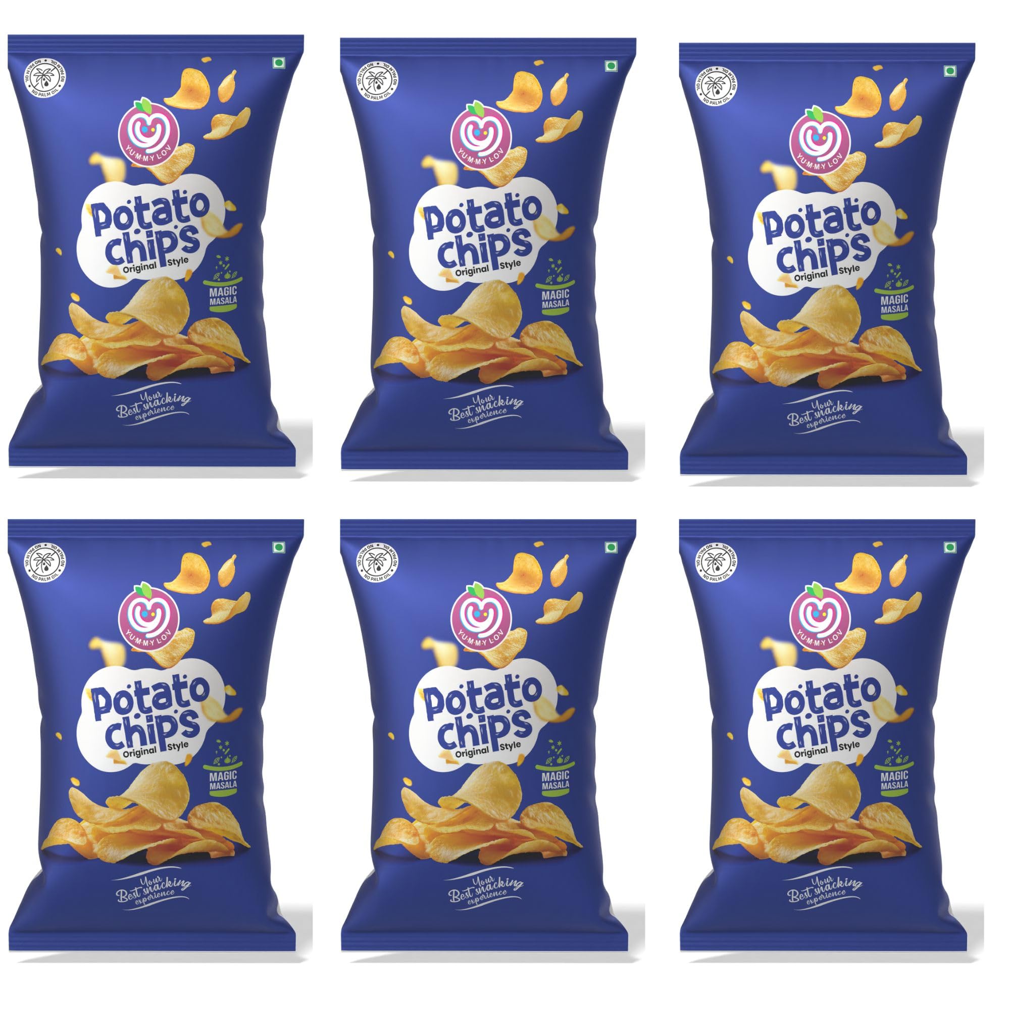 Yummylov® Ready-to-Eat Premium Kerala Potato Chips – Magic Masala Flavour | No Palm Oil | Healthy Crunchy Snack | Gluten-Free | Zero Trans Fat | Authentic South Indian Taste | 60g x 6 Packs (Total 360g)-image-45