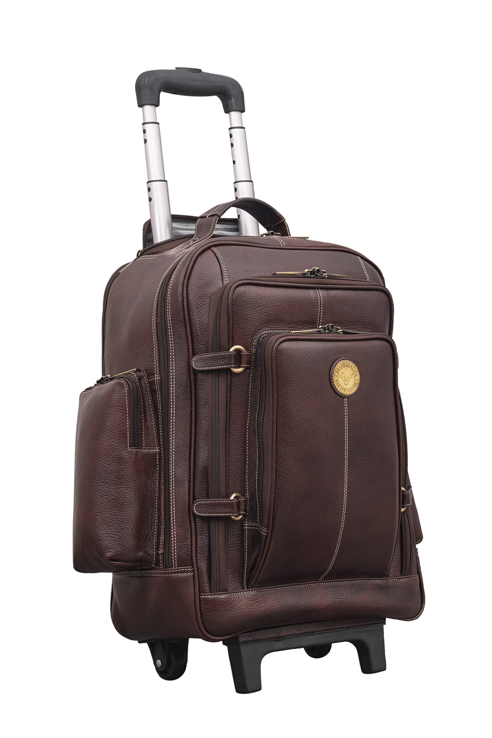 brand leather Rolling Backpack Wheeled Laptop Backpack for Travel, Trolley Luggage Suitcase Compact Business Bag Student Laptop Bag for Men Women-picture-17