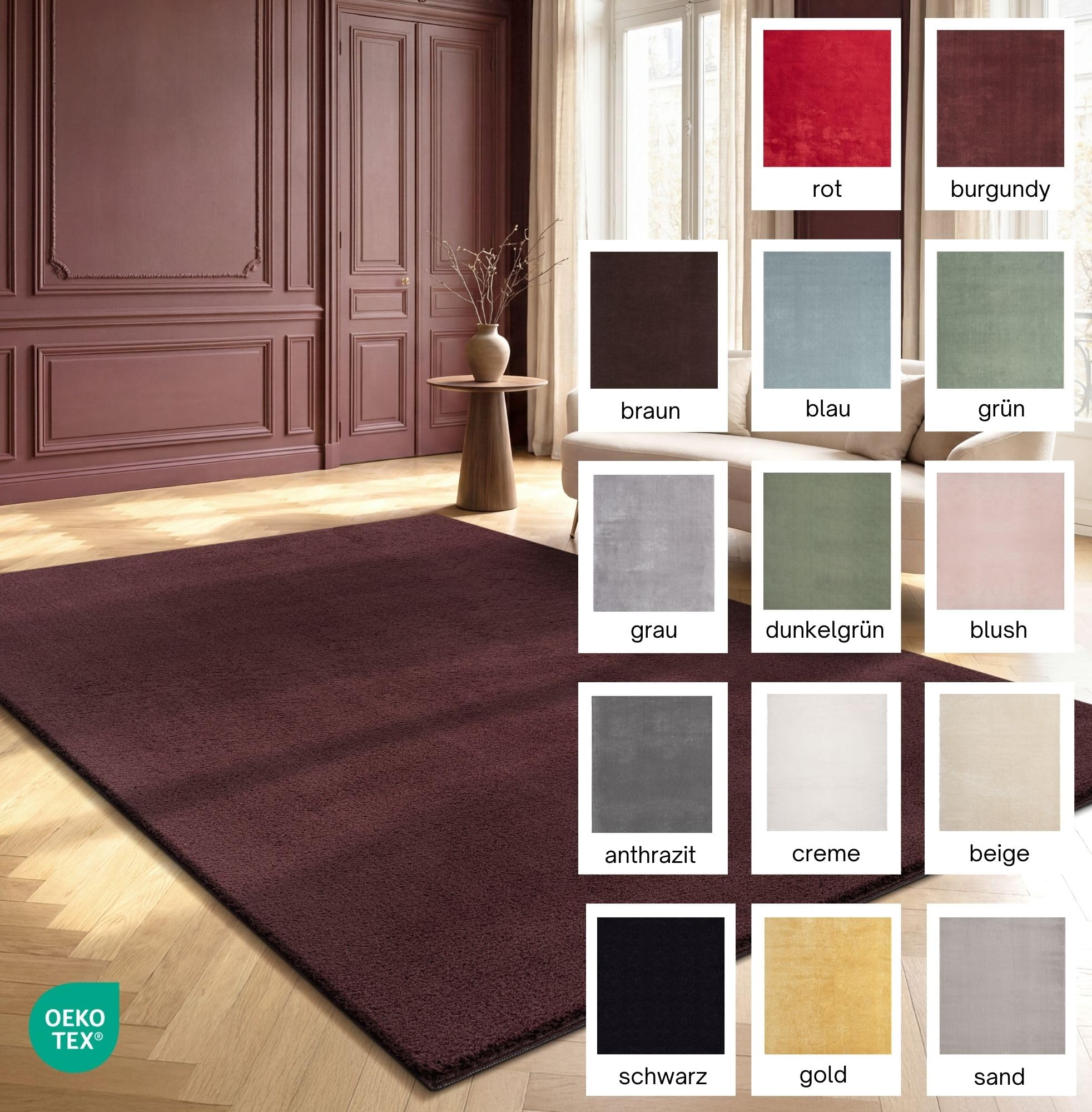 Kurzflor Teppich Relax, Anti-Rutsch, Waschbar bis 30°C, Super Soft, Beige, 200 x 280 cm