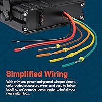 Vista 3 de True Mods - Caja de interruptor basculante de 4 bandas de 12 V [20 amperios máximo] [cables de 12 AWG] [12 voltios CC] SPST On/Off Rocker Toggle