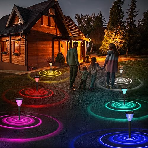 Miniatura 2 de Paquete de 6 luces solares de jardín luces solares al aire libre luces solares al aire libre impermeables y cambian de color  luz cálida luces