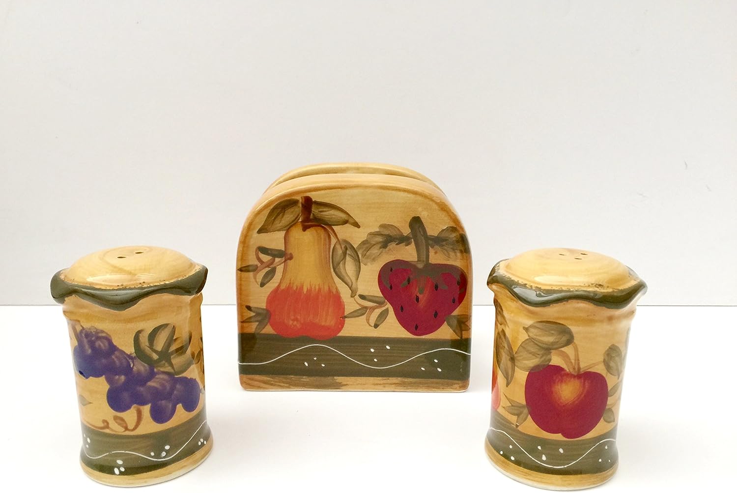 トスカーナMixed Fruitナプキンホルダー、塩とコショウセット