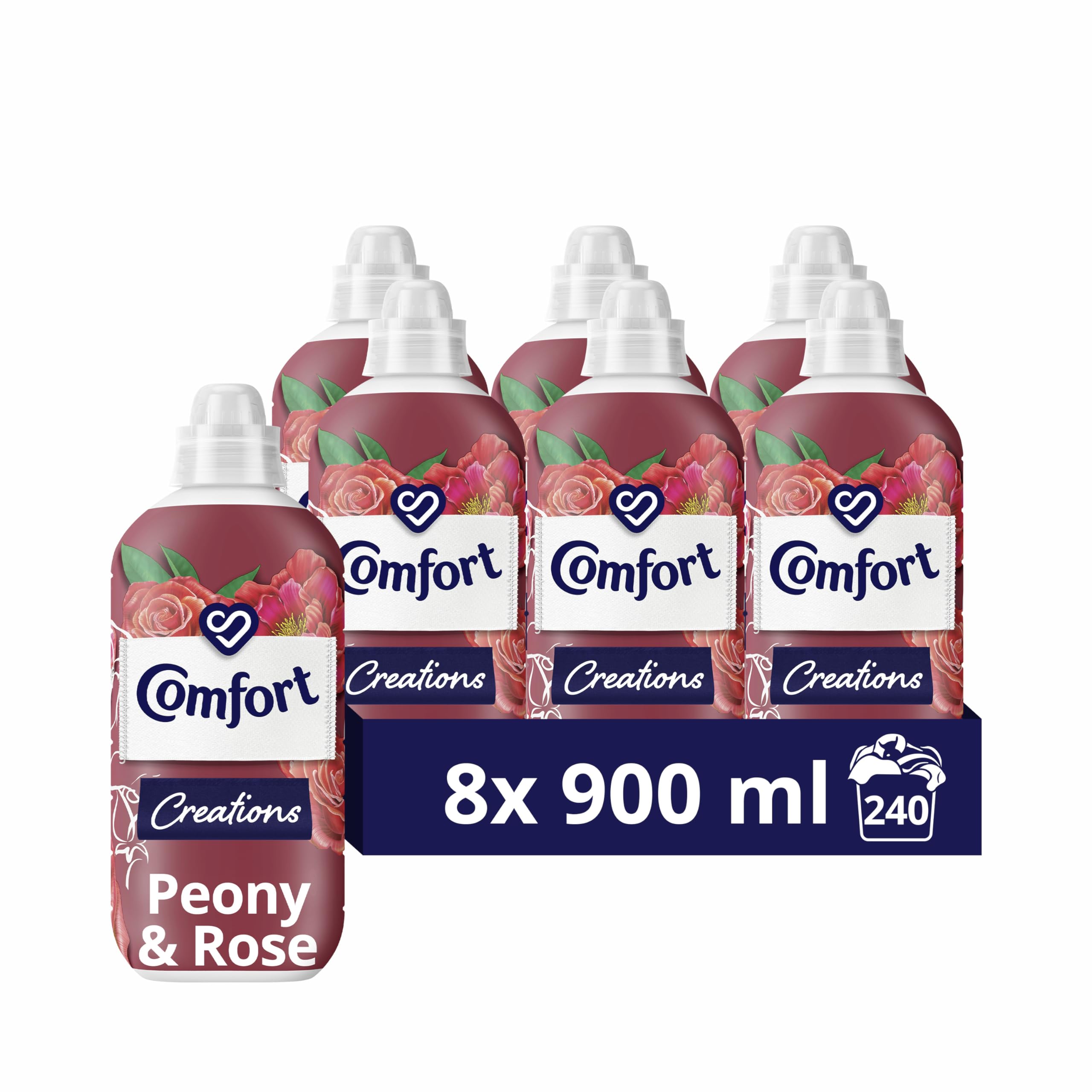 Comfort Creations Peony & Rose Fabric Conditioner with Stay Fresh technology for 100 days of freshness + fragrance* 8x 900 ml (240 washes)