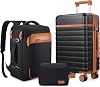 Juego de Equipaje UKEIN 3 Piezas, Cabina 20 Pulgadas con Ruedas Giratorias, PC, Candado TSA, Mochila de Viaje, Negro 1