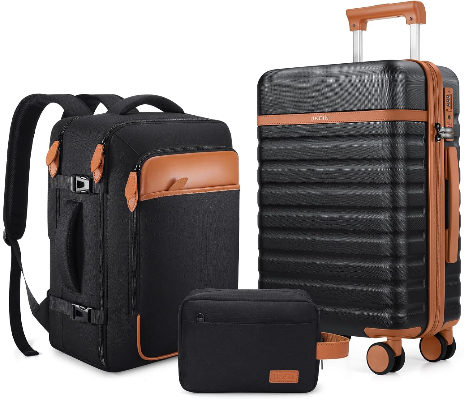 UKEIN Luggage Sets 3 Piece Carry On Luggage 20In With Spinner Wheels PC Hardside Suitcase Set with TSA