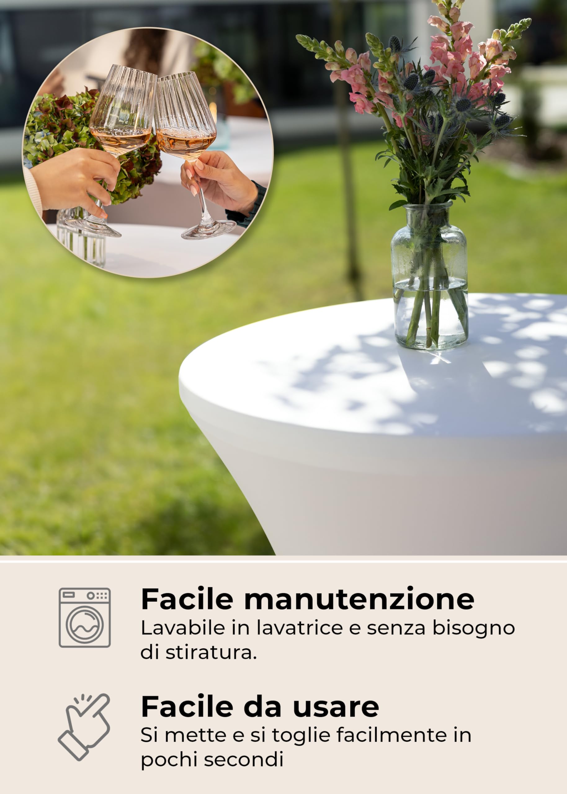 Gräfenstayn 2 Fodere per tavolino da Bar Diana Certificate Öko-Tex Siegel Standard 100 - di Diversi Colori e Dimensioni per tavolini del Diametro di Ø60 cm • Ø70 cm • Ø80 cm 30590 (Bianco, Ø 60)