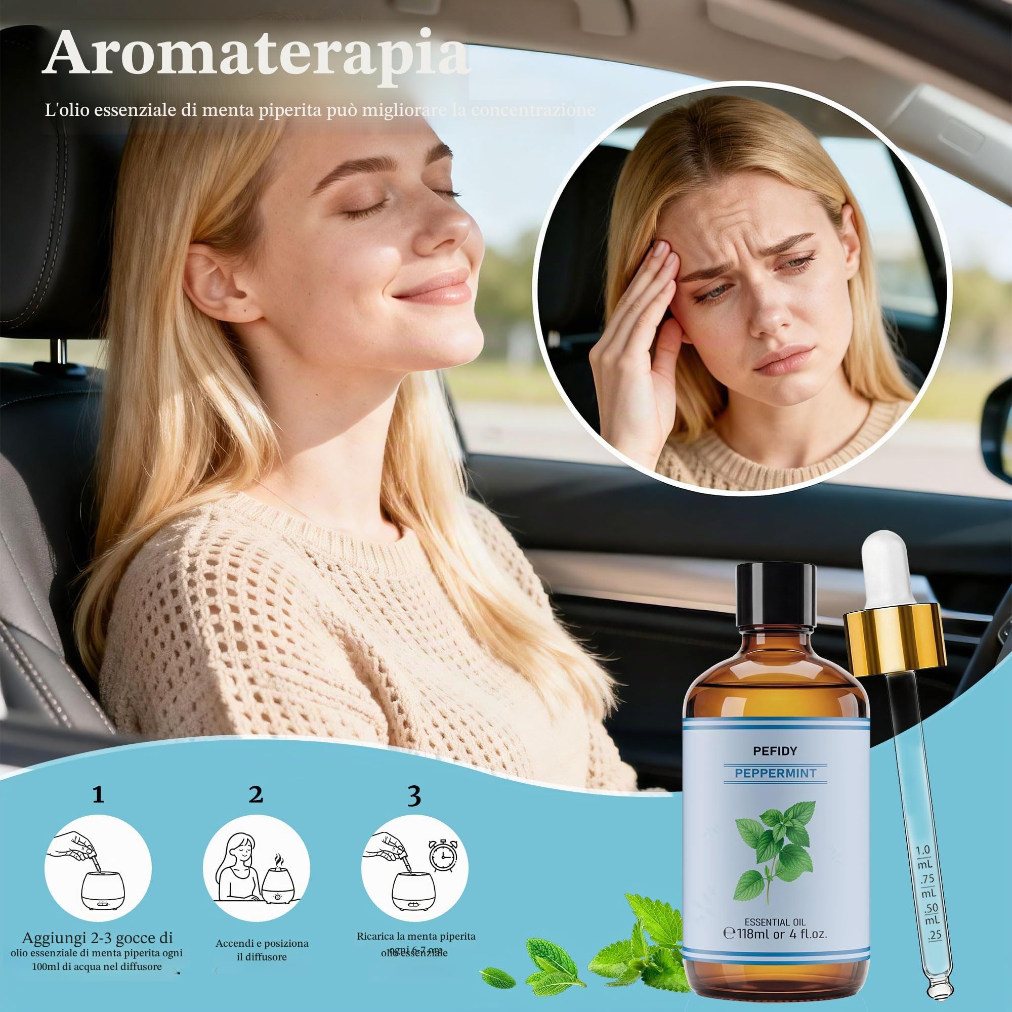 Olio Essenziale Menta Piperita 118ml – Olio di Menta 100% Naturale – Ideale per L'aromaterapia, Candele Profumate, Diffusori, Lampade Aromatiche, Aria Fresca e Saponi