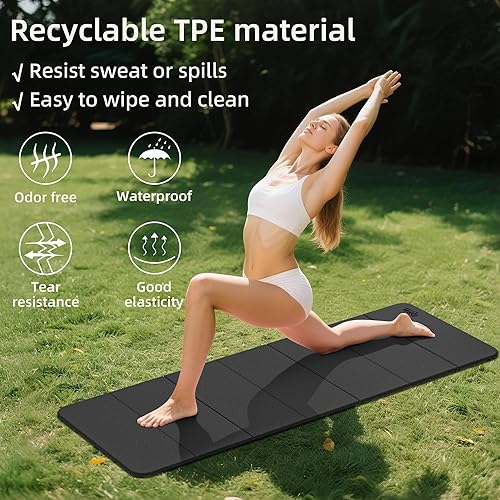 Miniatura 6 de Tapete de yoga extra grueso de 12 pulgada, equipo de pilates, 69 x 24 pulgadas, tapetes de entrenamiento sin olor para gimnasio en casa, tapetes de