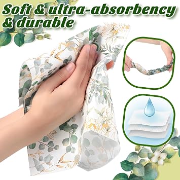Spiareal 200 Pcs Eucalyptus Napkin Guest Disposable Hand Towel for Bathroom