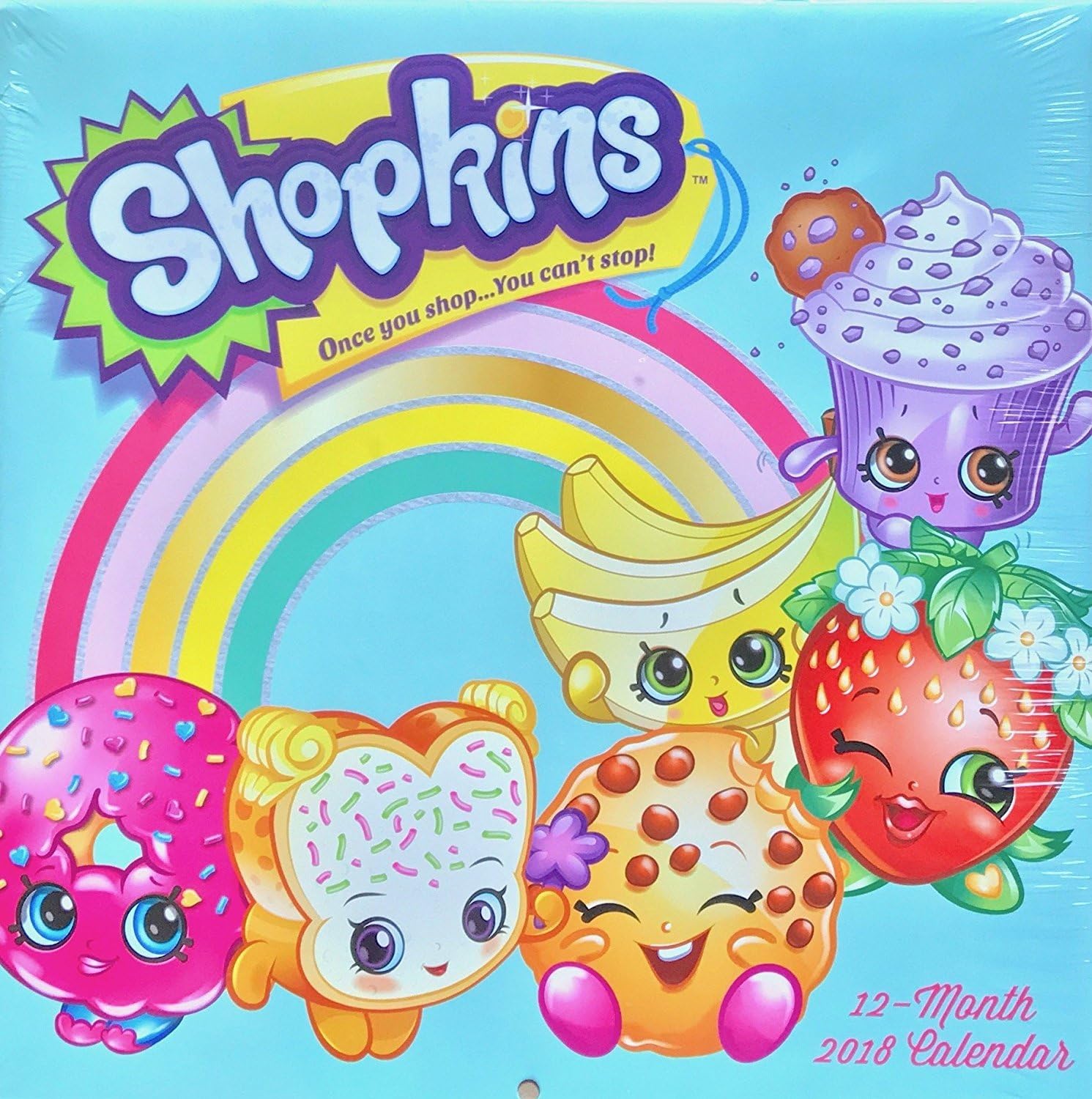 2018 Licensed Characters 12 Month Wall Calendars, 10x10in Shopkins For Girls Pink