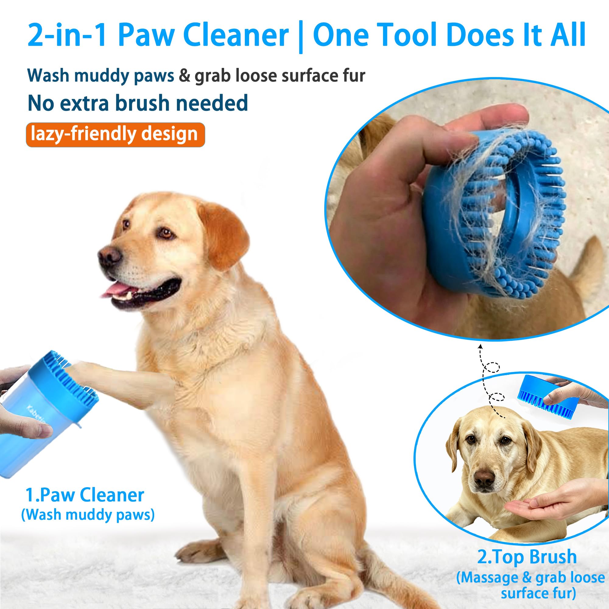 Limpiador de patas de perro con 3 toallas y cepillo de baño para perros mediano/extragrande