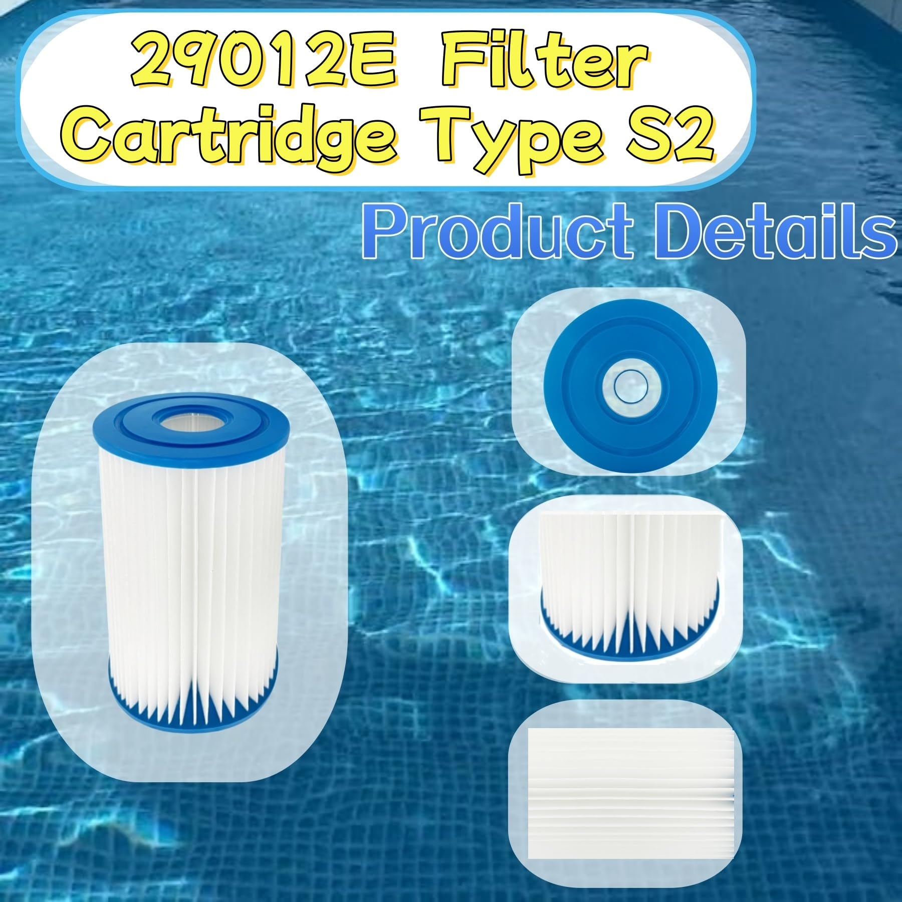 29012E Lot de 4 cartouches filtrantes pour spa et jacuzzi de type S2 Non compatible avec le type S1 Blanc