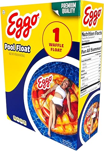 Miniatura 5 de Giant Eggo Waffle - Flotador inflable redondo grande de 5 pies para piscina, balsa, playa y lago, tumbona de bronceado, vinilo duradero