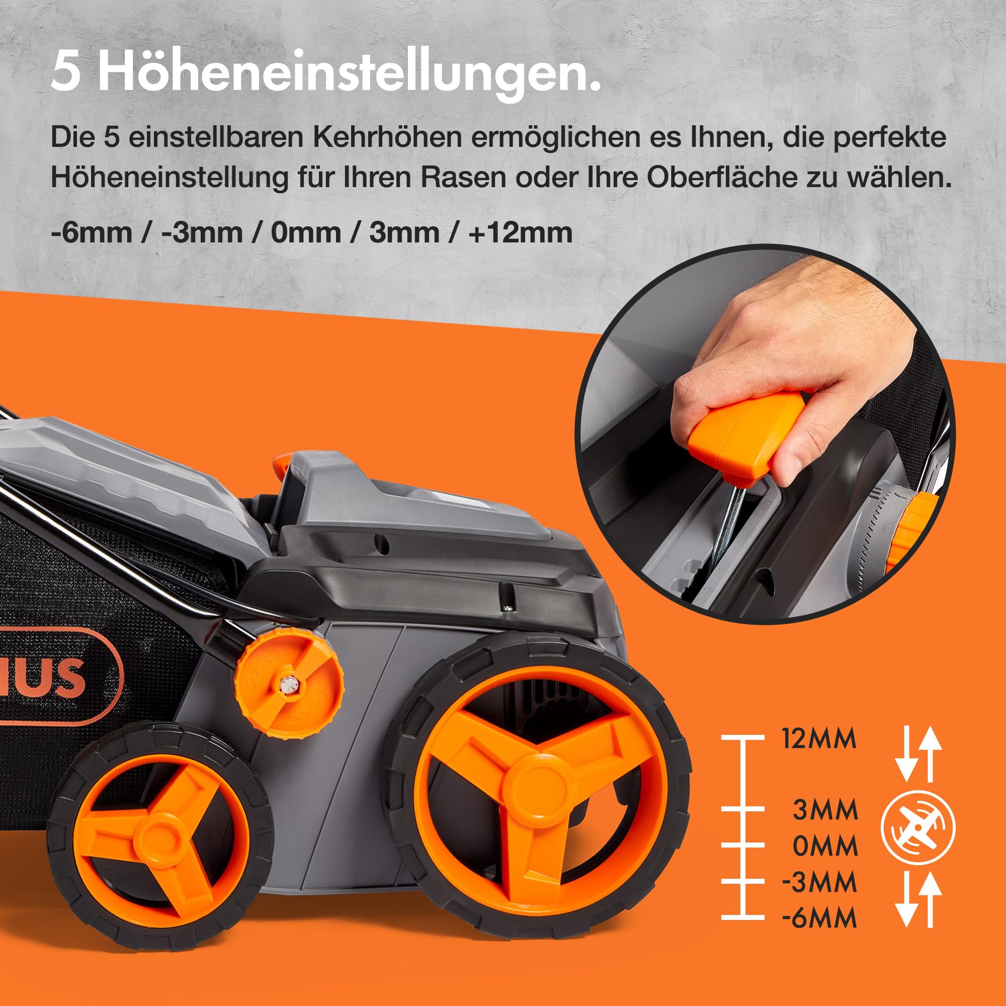 VonHaus Hochleistungs-Kunstrasenbürste 1800W, Laubsammler für Kunstrasen, Elektrische Kunstrasen Kehrmaschine Reiniger, 45 L Fangsack, 5 Einstellbare Höhen, 380 mm Arbeitsbreite, Klappbarer Handgriff