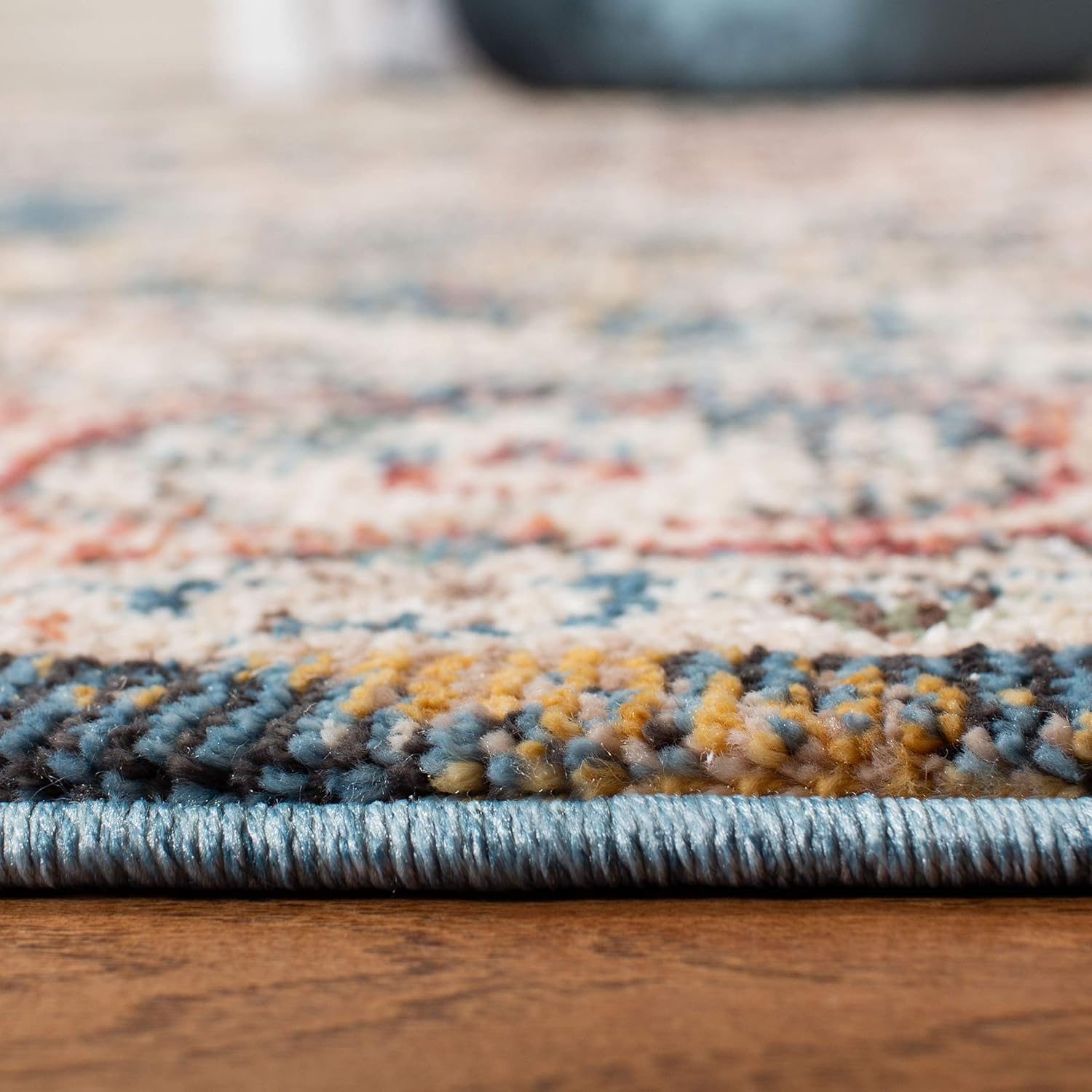 SAFAVIEH Carlyle Collection Accent Rug - 2'7" x 5', Turquoise & Ivory, Oriental Distressed Design, Non-Shedding & Easy Care, Indoor/Outdoor & Washable-Ideal for Patio, Backyard, Mudroom (CYL215J)