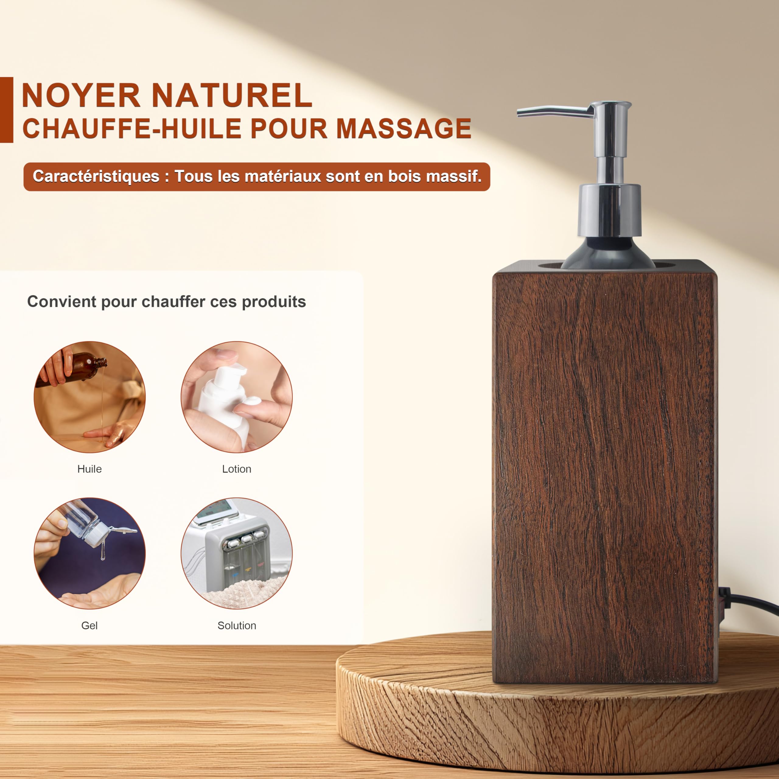 Salon de beauté SPA Huile de massage chauffer Lotion de noix solide chauffer Système de chauffage en cuivre Contrôle automatique de la température pour le massage 2 bouteilles en métal