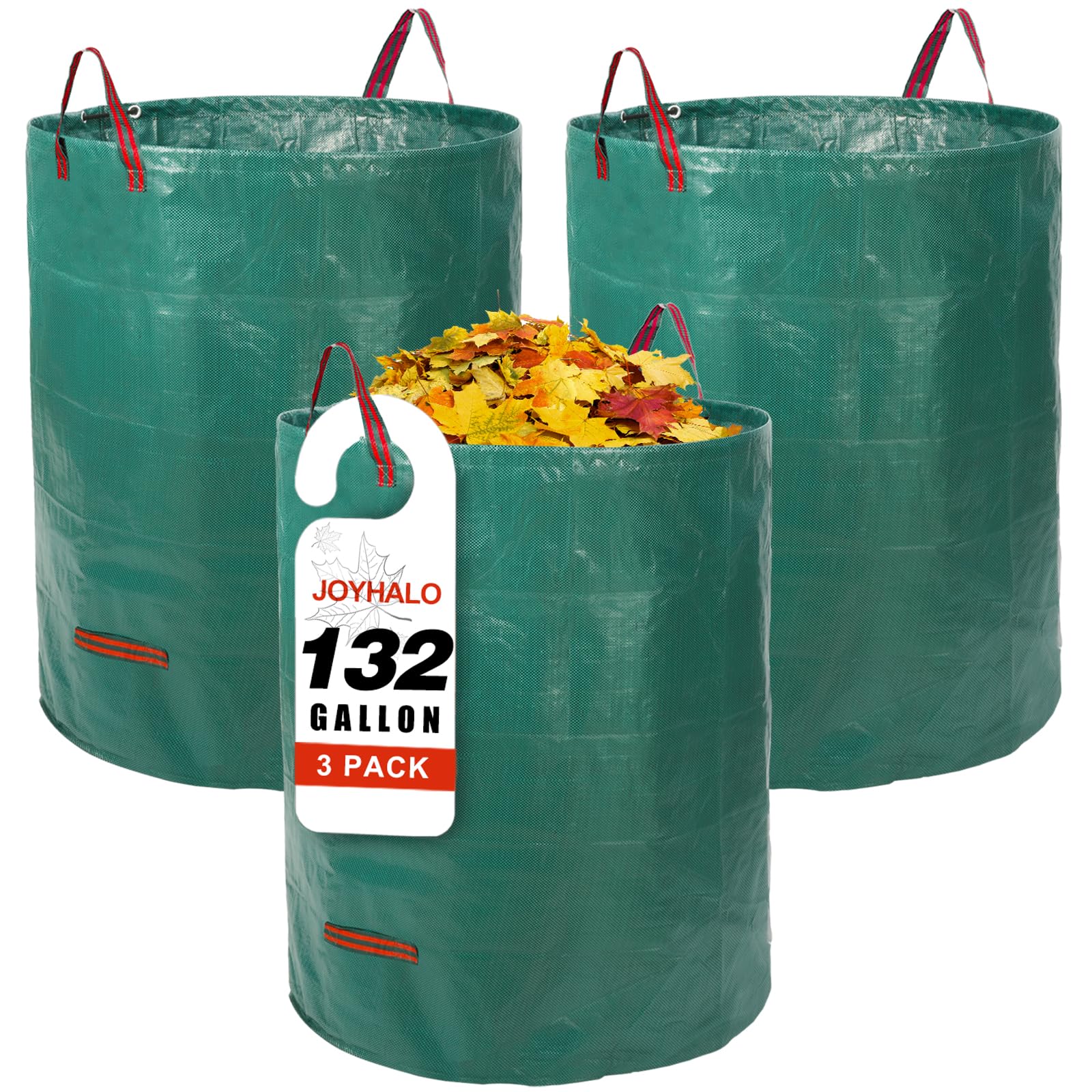 132 Gallon 3 Pack Reusable Lawn Bags for Yard &amp; Garden