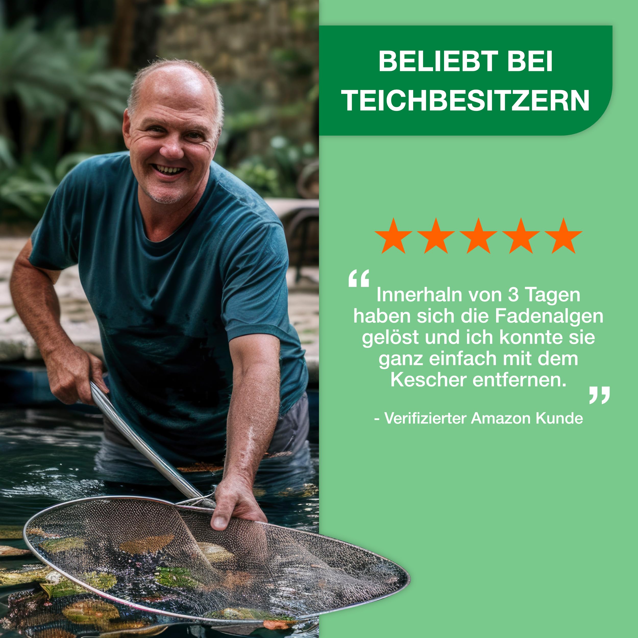 Teichpoint Pond Repair 5kg | Entfernt Fadenalgen auf biologische Weise im Garten- und Koiteich | Algenfreies Teichwasser | Reichweite 150.000 Liter